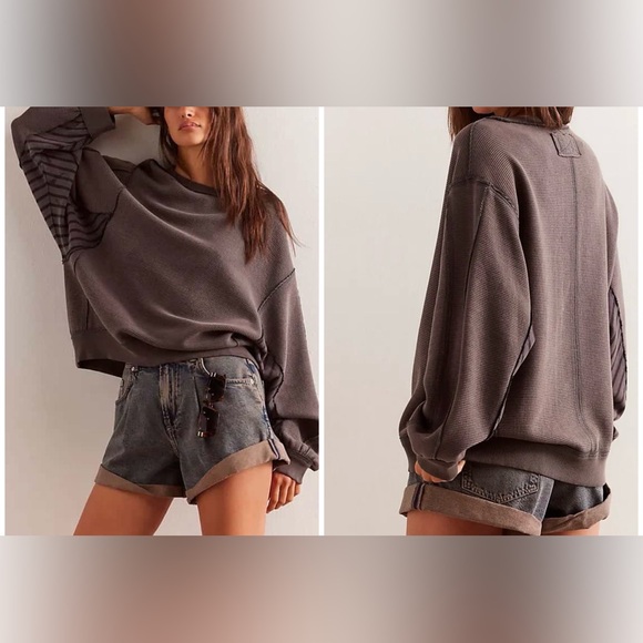 NWT Free People We The Free End Game Pullover - washed black - XS